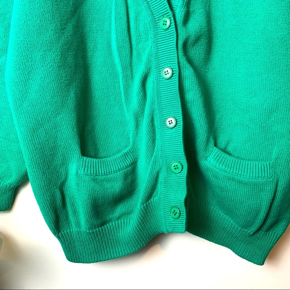1980s Vintage Bay Club Men’s Green Cardigan Sweater Sz M - Picture 2 of 14